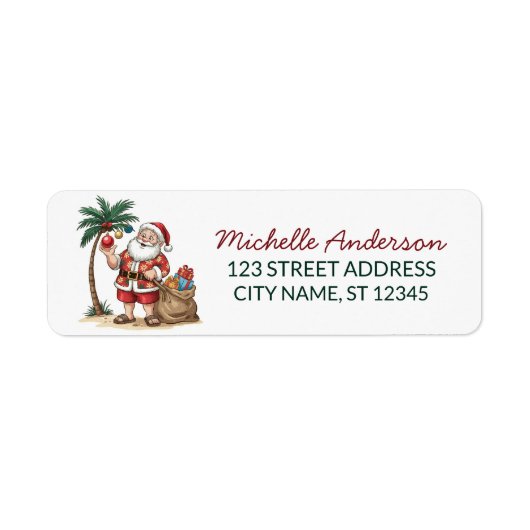 Santa Beach tropical Hawaiian Palm Return Address (Vorne)