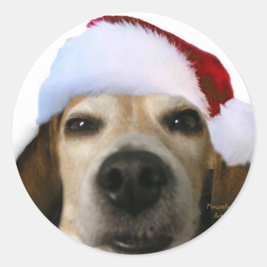 Santa Beagle Aufkleber (Vorderseite)