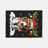 Santa Beagle Christmas Lights Funny Reindeer Dog X Fleecedecke (Vorderseite (Horizontal))