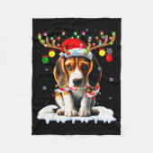 Santa Beagle Christmas Lights Funny Reindeer Dog X Fleecedecke (Vorderseite)