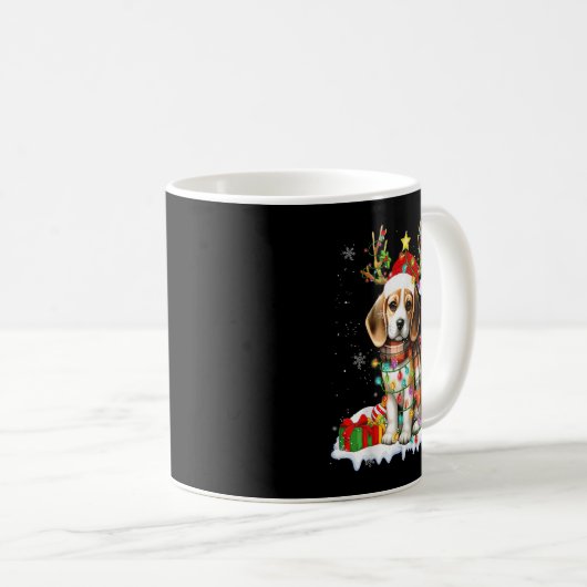 Santa Beagle Christmas Lights Funny Reindeer Dog X Kaffeetasse (VorderseiteRechts)