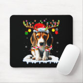 Santa Beagle Christmas Lights Funny Reindeer Dog X Mousepad (Mit Mouse)
