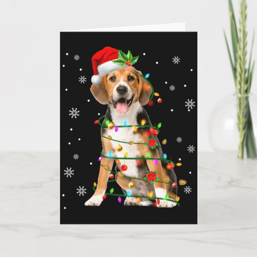Santa Beagle Christmas Lights Xmas Dog Lover Men W Karte (Vorderseite)
