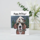 SANTA BEAGLE FEIERTAGSPOSTKARTE (Stehend Vorderseite)