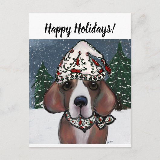 SANTA BEAGLE FEIERTAGSPOSTKARTE (Vorderseite)