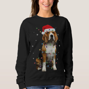 Santa Beagle mit Weihnachtsbeleuchtung Funny Dog L Sweatshirt