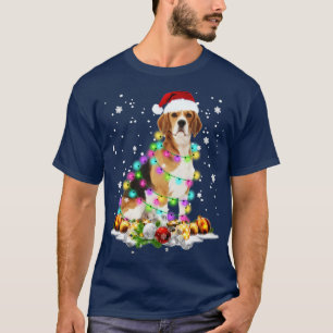 Santa Beagle mit Weihnachtsbeleuchtung T-Shirt