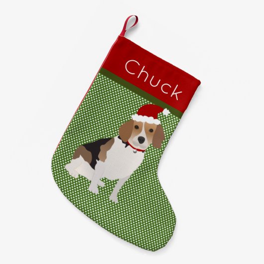 Santa Beagle Personalisiert Kleiner Weihnachtsstrumpf (Vorderansicht (hängend))