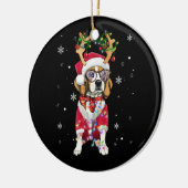 Santa Beagle Rentiere Light Weihnachtsgeschenke Keramik Ornament (Links)