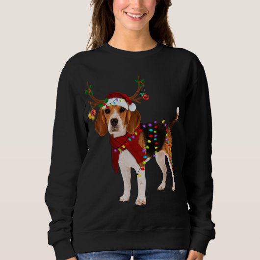 Santa Beagle Rentiere Weihnachten Sweatshirt (Vorderseite)