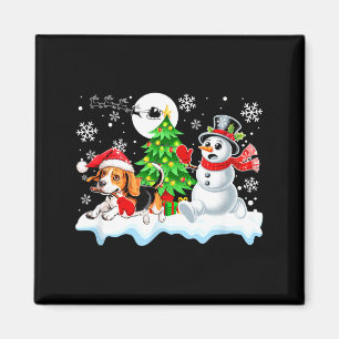 Santa Beagle Schneemann Laufende Freunde Weihnacht Magnet