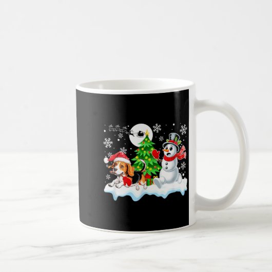 Santa Beagle Snowman Running Friends Christmas Own Kaffeetasse (Rechts)