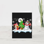Santa Beagle Snowman Running Friends Christmas Own Karte (Vorderseite)