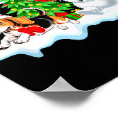 Santa Beagle Snowman Running Friends Christmas Own Poster (Ecke)