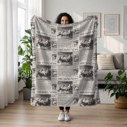 Santa Bear Breaking News Zeitung Weihnachtsbaum Fleecedecke