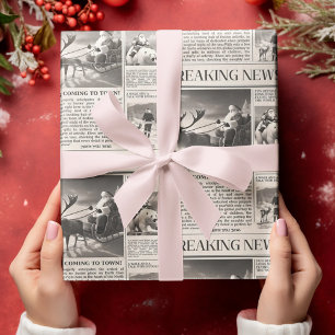 Santa Bear Breaking News Zeitung Weihnachtsbaum Geschenkpapier