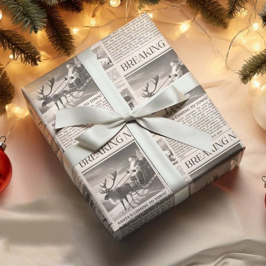 Santa Bear Breaking News Zeitung Weihnachtsbaum Geschenkpapier