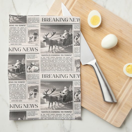 Santa Bear Breaking News Zeitung Weihnachtsbaum Geschirrtuch (Viertel Falte)