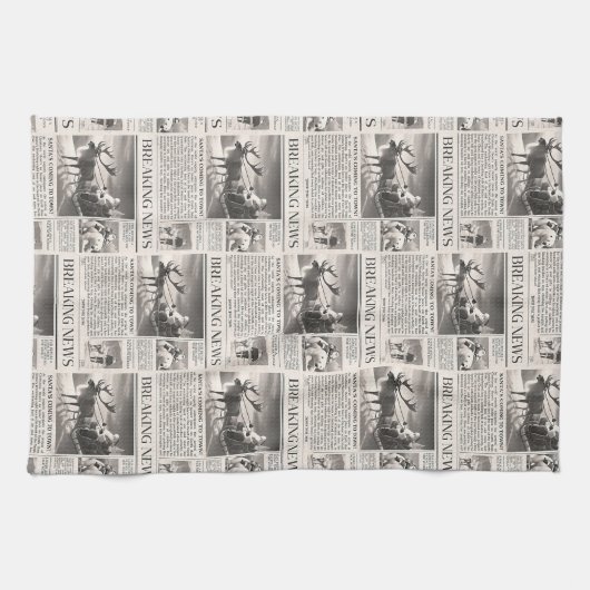 Santa Bear Breaking News Zeitung Weihnachtsbaum Geschirrtuch (Horizontal)