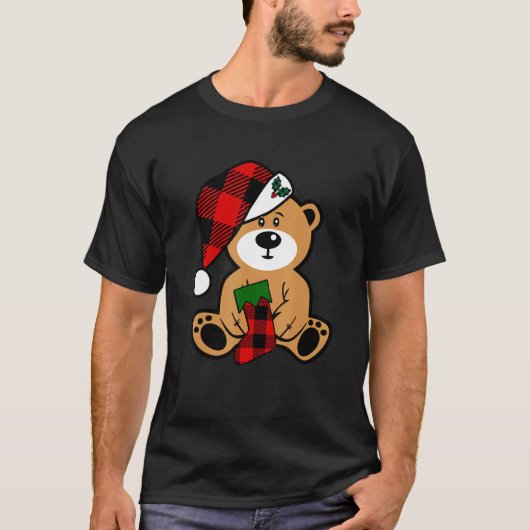 Santa Bear Buffalo Karierter Strumpf und Hat Chris T-Shirt (Vorderseite)