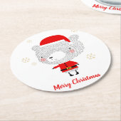 Santa Bear Doodles Runder Pappuntersetzer (Angewinkelt)