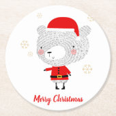 Santa Bear Doodles Runder Pappuntersetzer (Vorderseite)