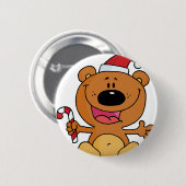 Santa Bear mit Candy Cane Button (Vorne & Hinten)