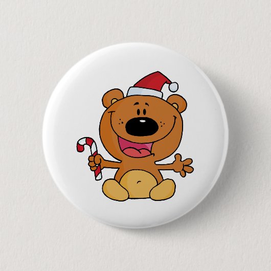 Santa Bear mit Candy Cane Button (Vorderseite)