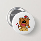 Santa Bear mit Candy Cane Button (Vorne & Hinten)