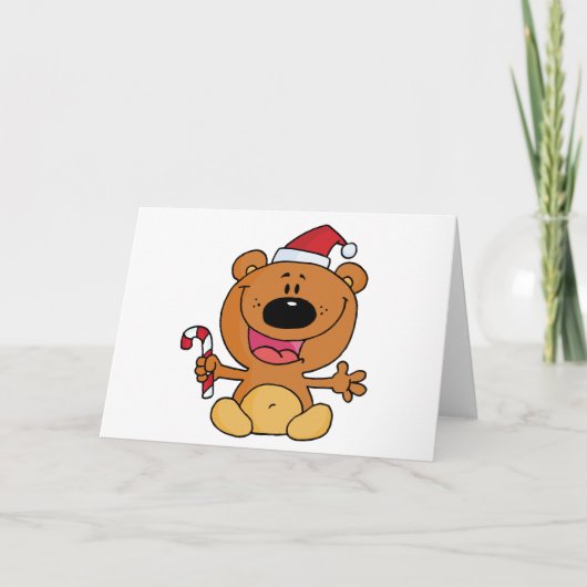 Santa Bear mit Candy Cane Feiertagskarte (Vorderseite)