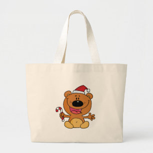Santa Bear mit Candy Cane Jumbo Stoffbeutel