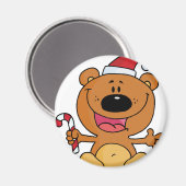 Santa Bear mit Candy Cane Magnet (Vorderseite/Rückseite)