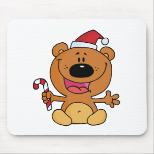 Santa Bear with Candy Cane Mousepad