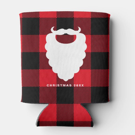 Santa Beard Karierter Personalisierter Urlaub Dosenkühler (Rückseite)