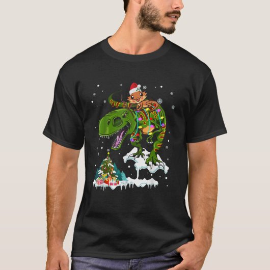 Santa Bearded Dragon Riding T Rex Reindeer Xmas Li T-Shirt (Vorderseite)