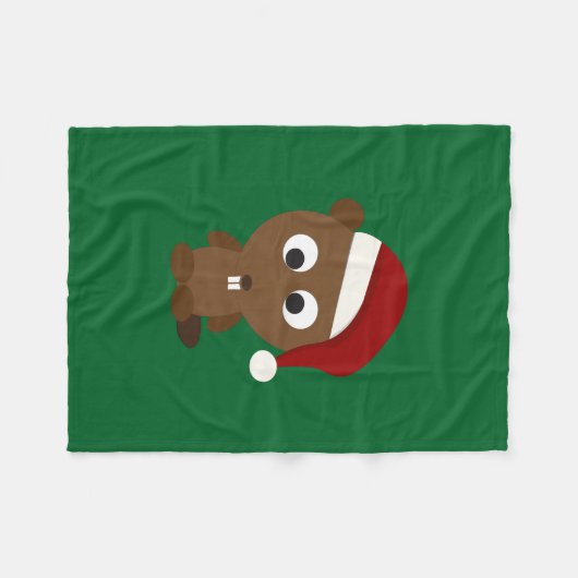 Santa Beaver Fleecedecke (Vorderseite (Horizontal))