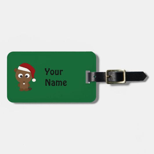 Santa Beaver Gepäckanhänger (Vorderseite horizontal)
