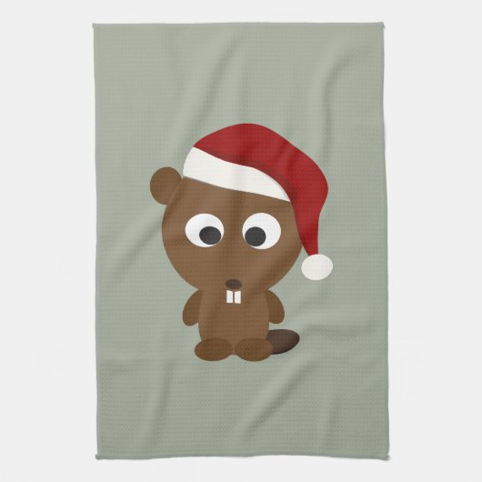 Santa Beaver Geschirrtuch (Vertikal)