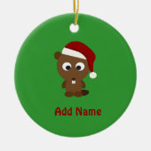 Santa Beaver Keramik Ornament (Vorne)