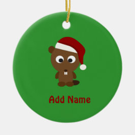 Santa Beaver Keramik Ornament