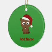Santa Beaver Keramik Ornament (Links)