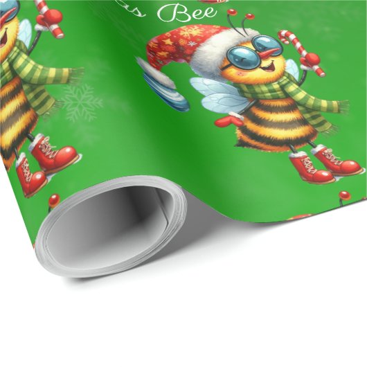 Santa Bee "Oh Christmas Bee" Geschenkpapier (Rolleneckpunkt)