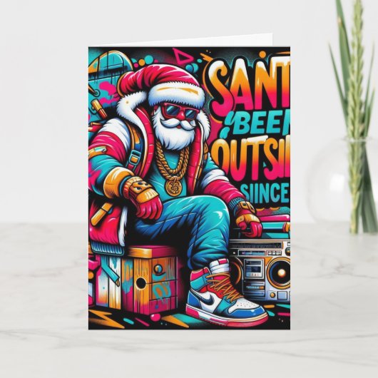 Santa Been Outside Holiday Card Karte (Vorderseite)