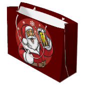 Santa Beer Große Geschenktüte (Rückseite Schrägansicht)