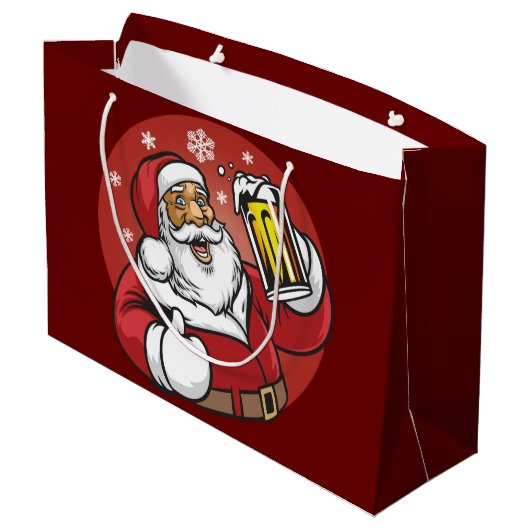 Santa Beer Große Geschenktüte (Rückseite Schrägansicht)