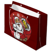 Santa Beer Große Geschenktüte (Vorderseite Schrägansicht)