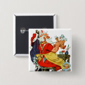 Santa bei der Arbeit Button (Vorne & Hinten)