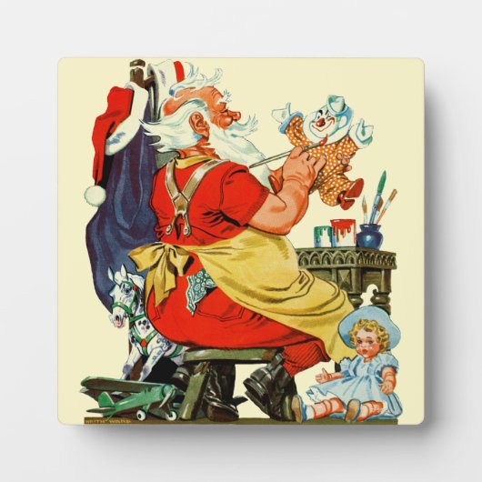 Santa bei der Arbeit Fotoplatte (Vorderseite)