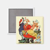 Santa bei der Arbeit Magnet (Vorderseite/Rückseite)