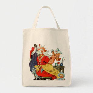 Santa bei der Arbeit Tragetasche